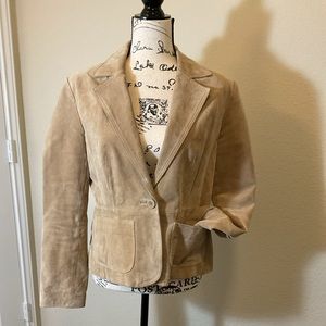 New York & Company Womens Tan Leather One-Button Blazer Size 10